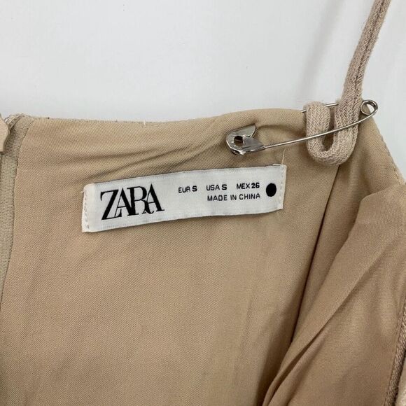 Zara Viral Blogger Favorite Linen Blend Embellished Spaghetti Strap V-Neck Mini - Picture 4 of 13